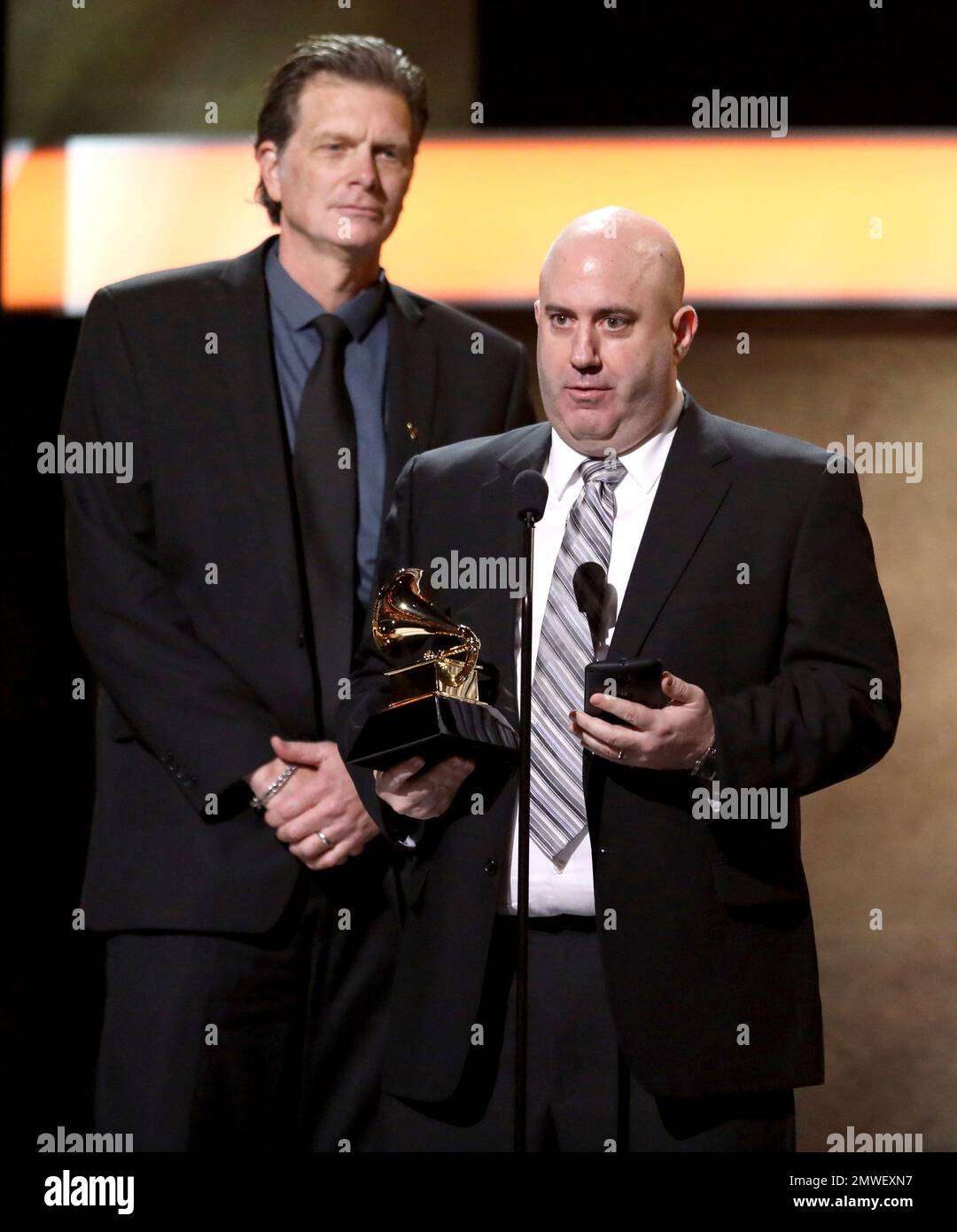 Fred Vogler, left, and Mark Donahue accept the award for best