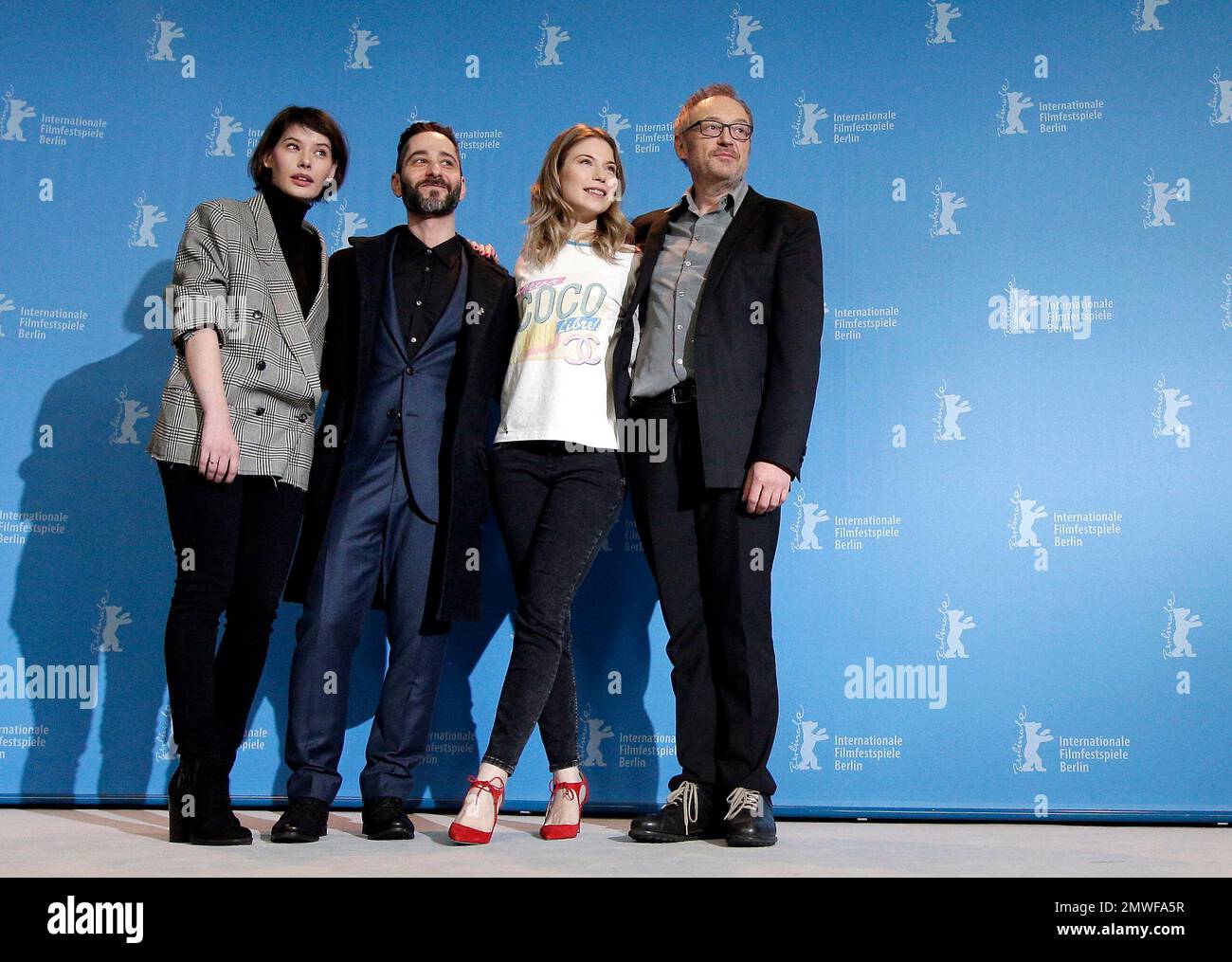 From left, actress Crina Semciuc, actor Denis Moschitto, actress Nora von  Waldstaetten and director Josef Hadrer pose for the photographers during a  photo call for the film 'Wild Mouse' at the 2017