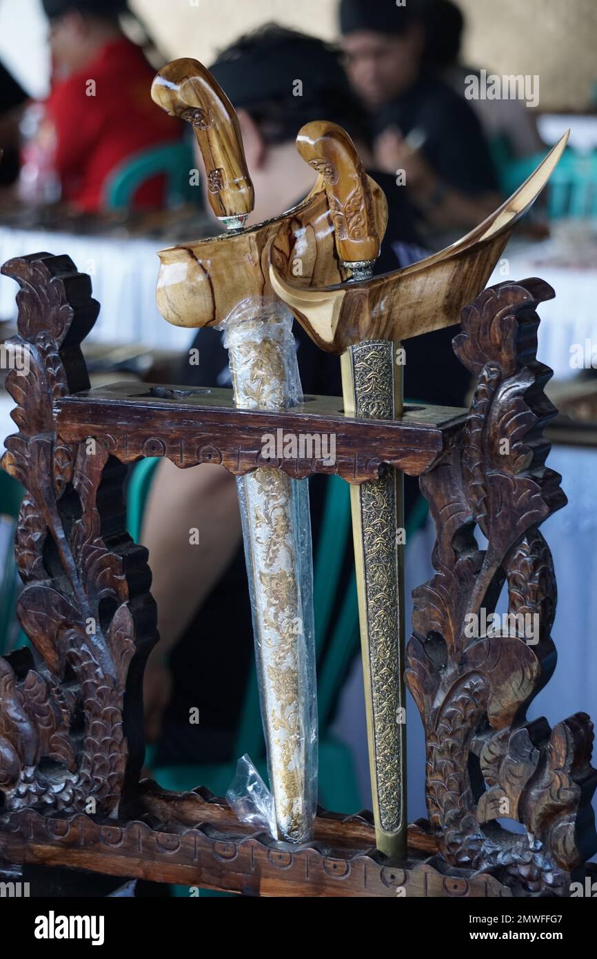 Keris with a natural background. Keris is one of the indonesian traditional weapon. People who