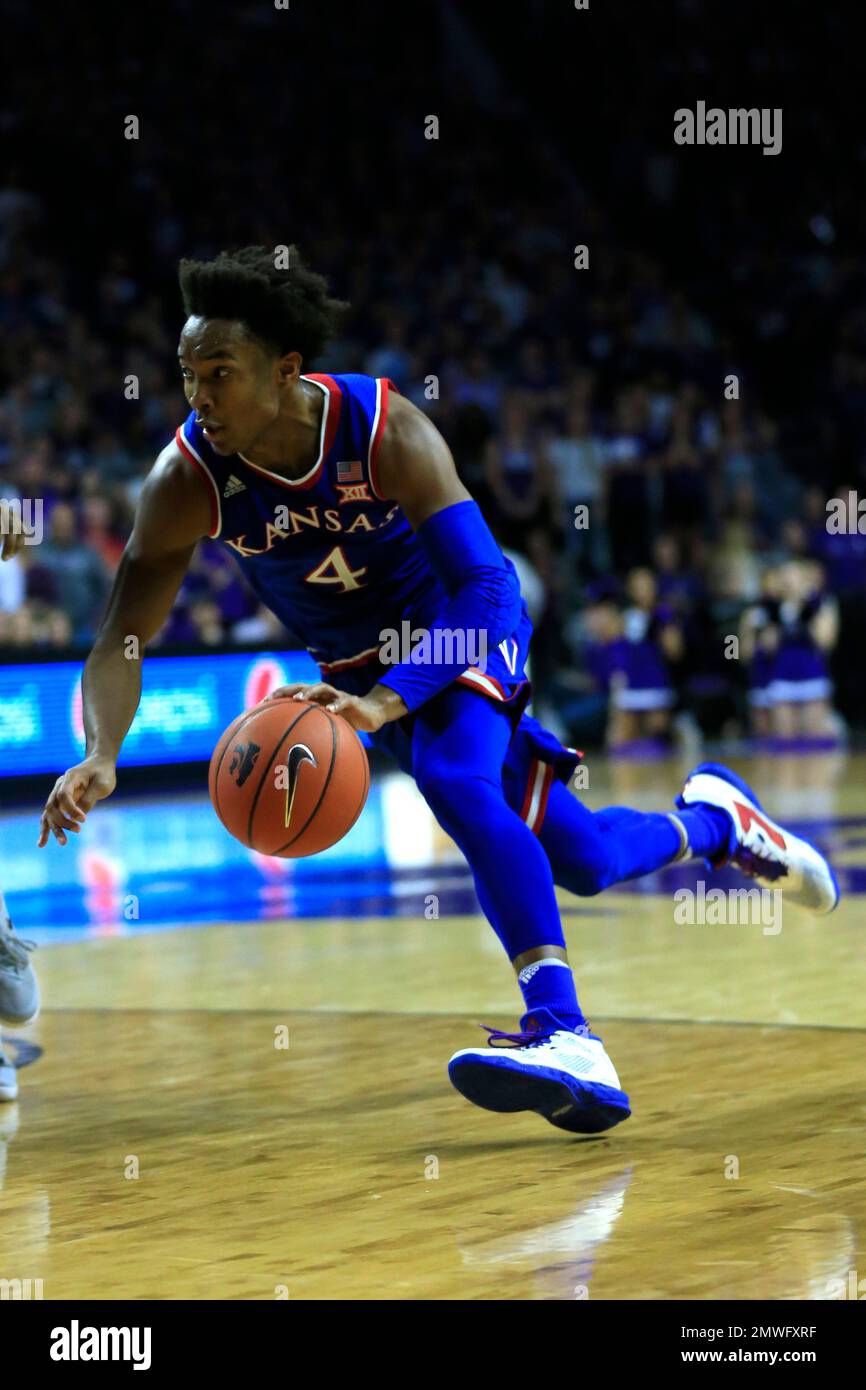Kansas guard Devonte' Graham (4) during the first half of an NCAA