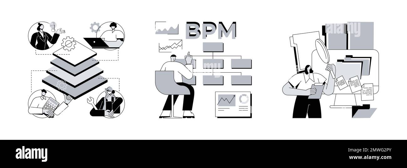 Corporate software abstract concept vector illustration set. Enterprise ...