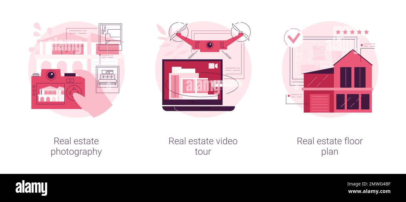 Real estate listing services abstract concept vector illustration set ...