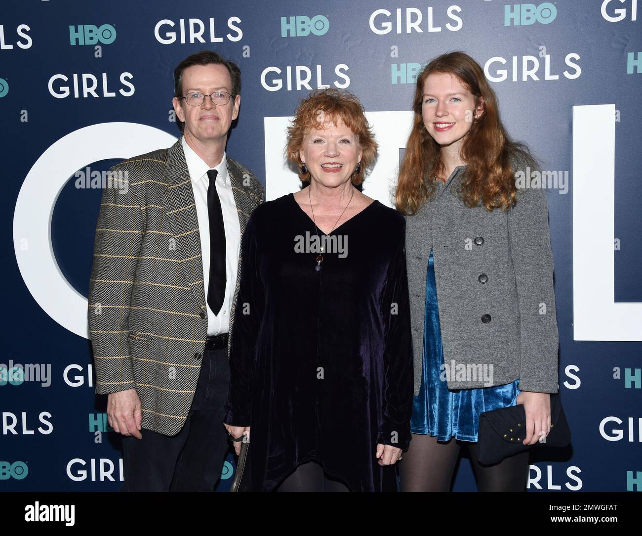 Dylan Baker, left, wife Becky Ann Baker and daughter Willa Baker attend
