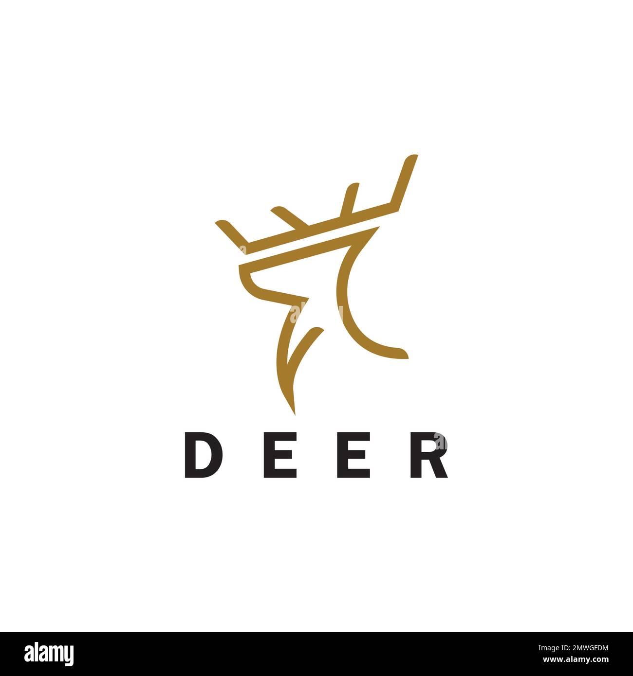 Deer monoline logo design vector template Stock Vector