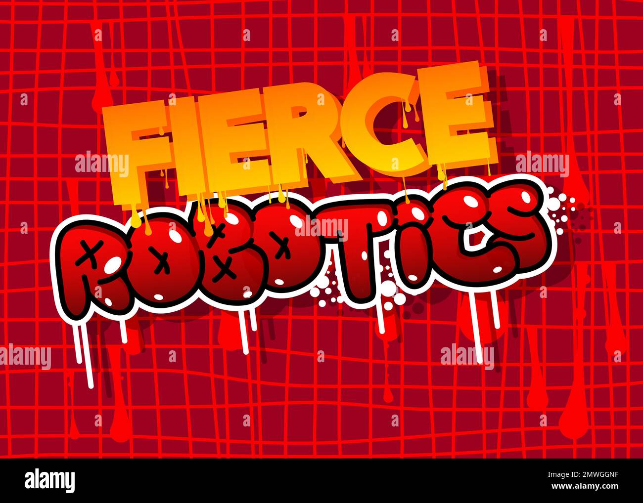 Fierce Robotics. Graffiti tag. Abstract modern street art decoration