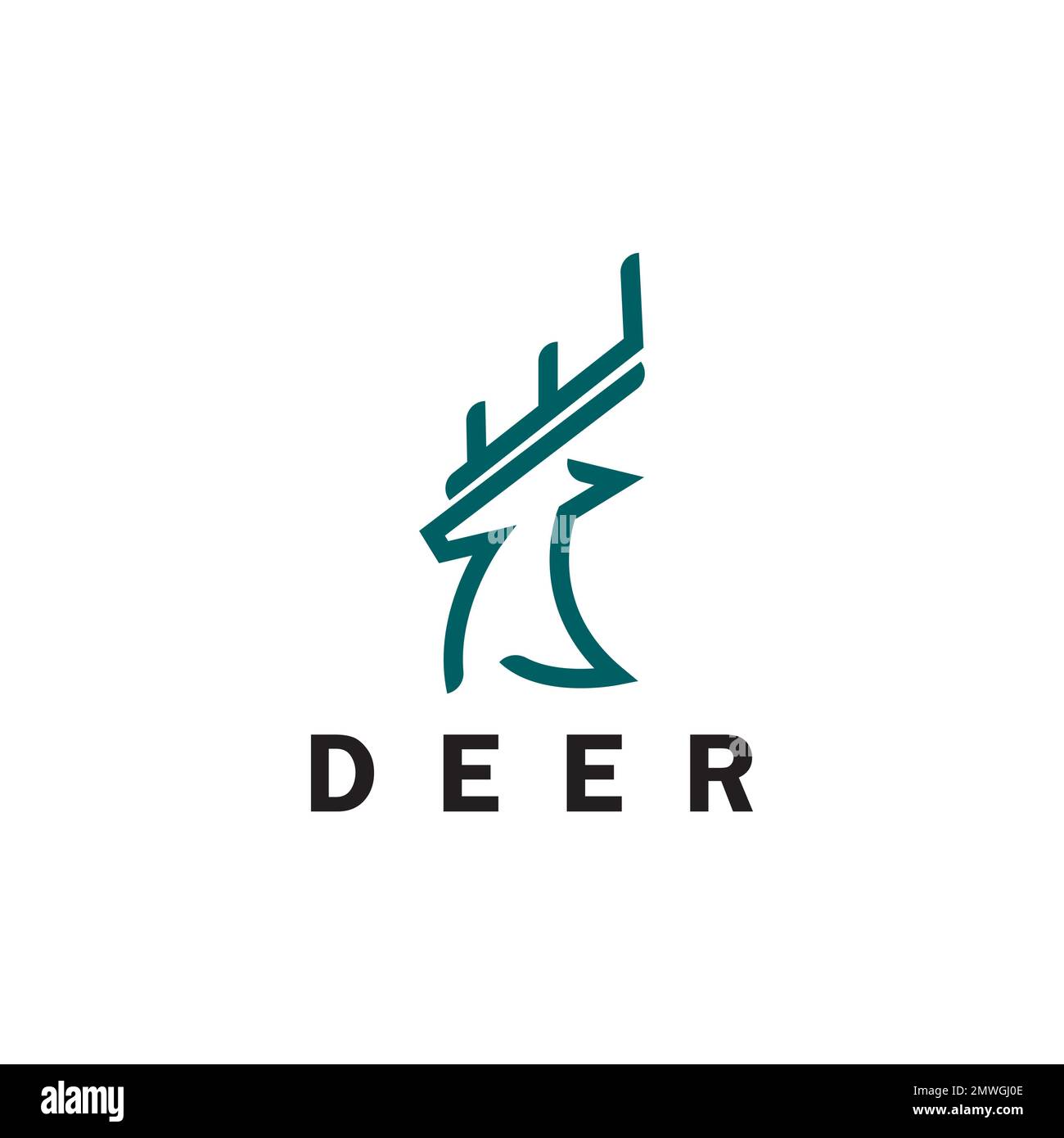 Deer monoline logo design vector template Stock Vector