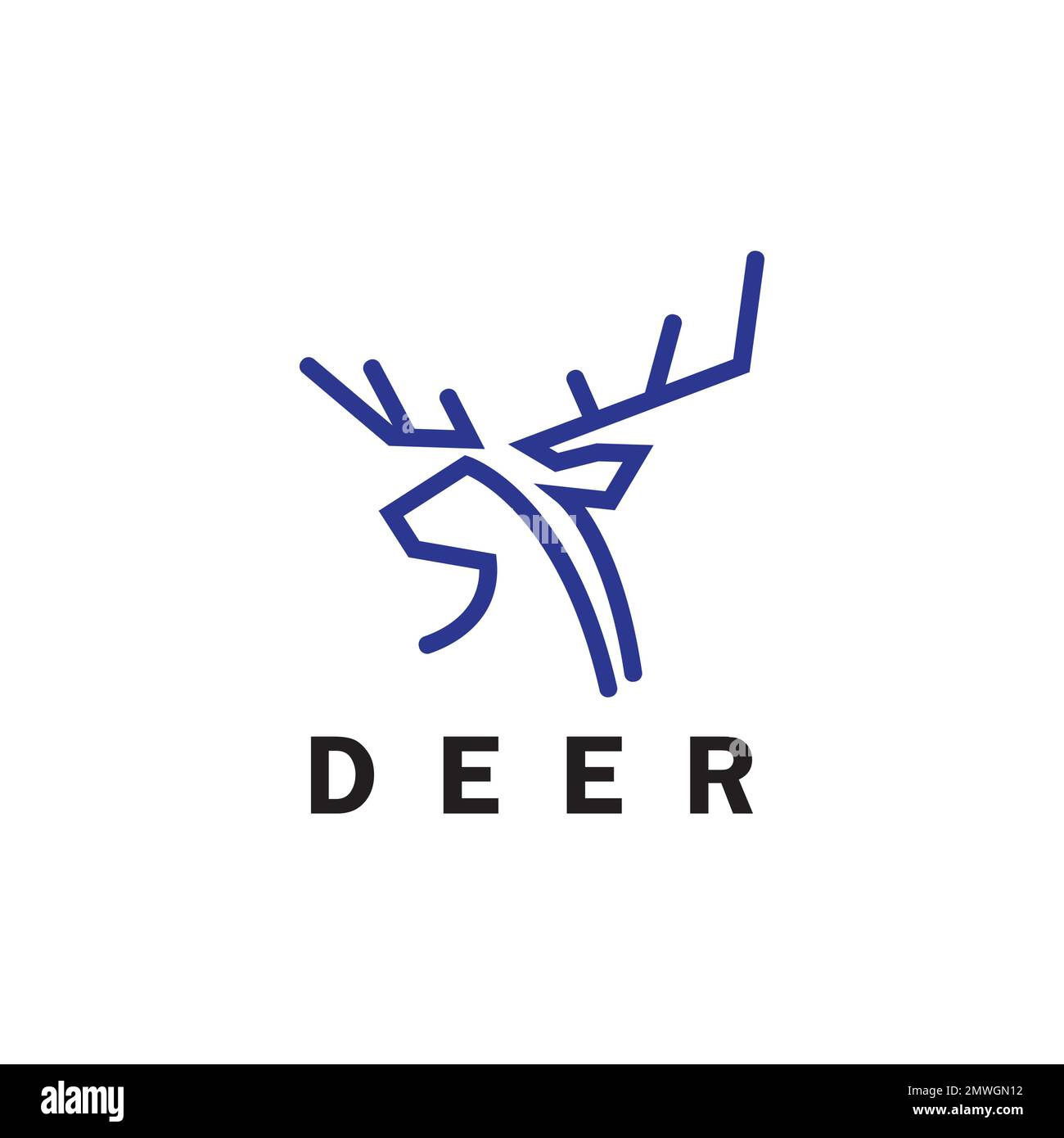 Deer monoline logo design vector template Stock Vector