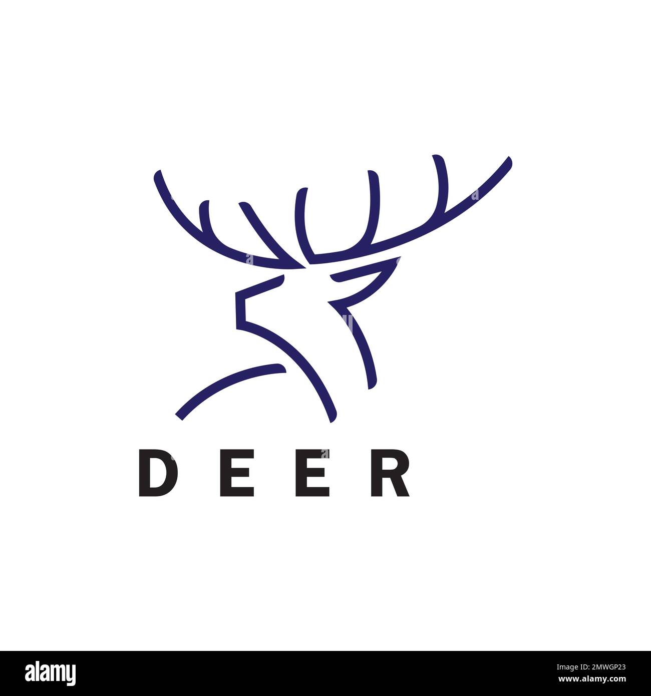 Deer monoline logo design vector template Stock Vector
