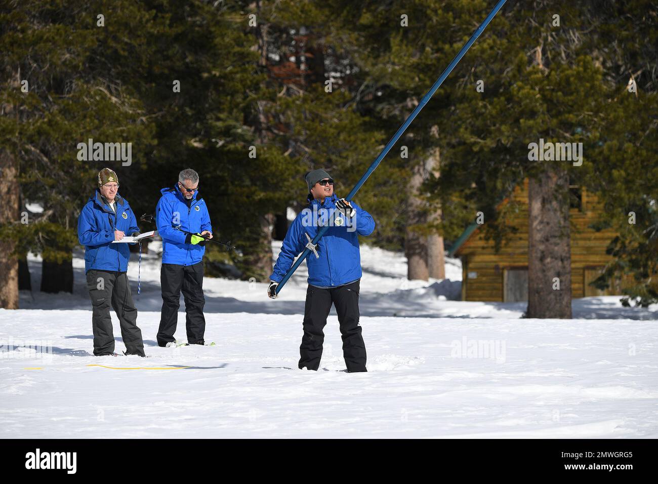 Echo Summit, California, USA. 1st Feb, 2023. State engineers, with the