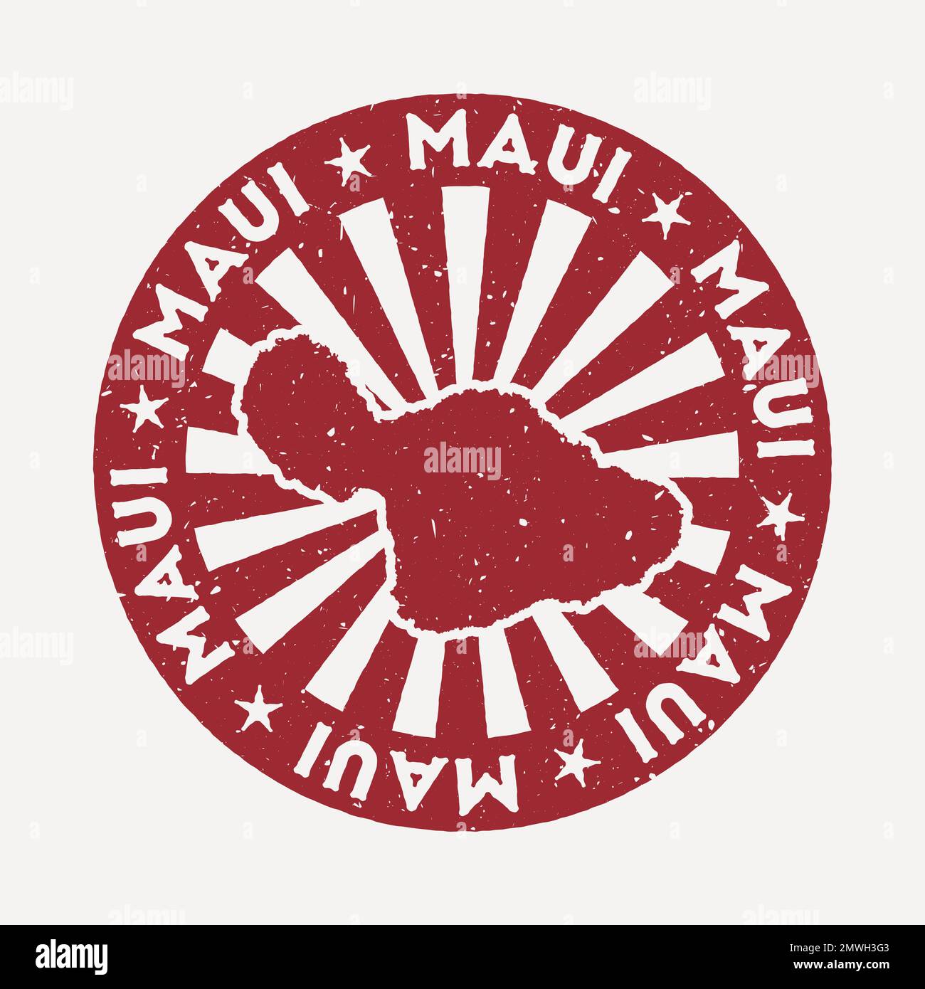 Maui stamp. Travel red rubber stamp with the map of island, vector