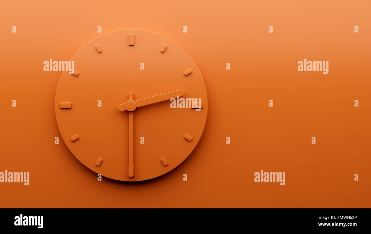 A 3d Illustration of Minimal Orange clock 230 Half past Two o'clock