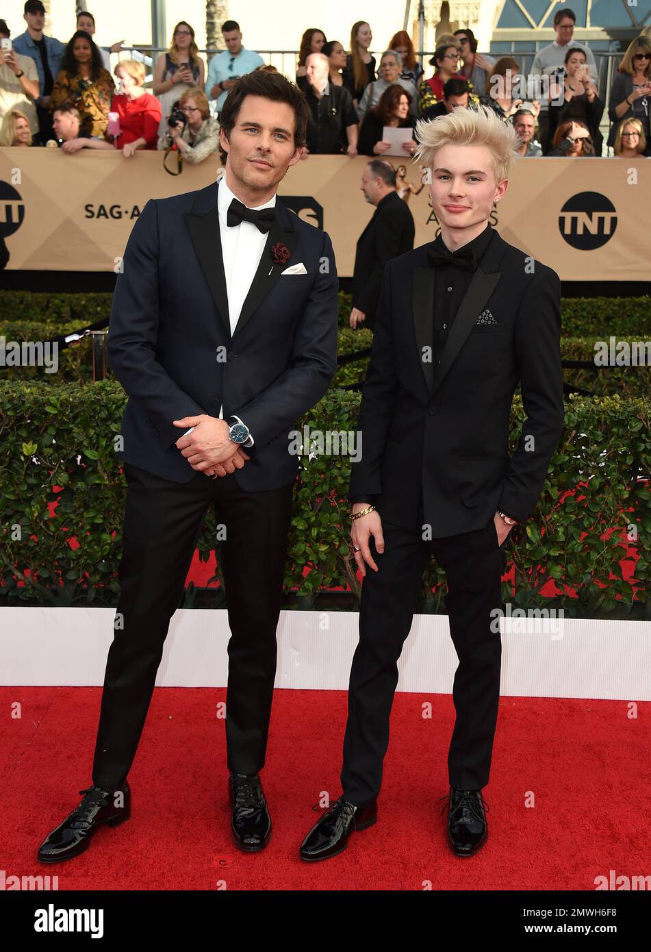 From left, James Marsden and Jack Marsden arrive at the 23rd annual