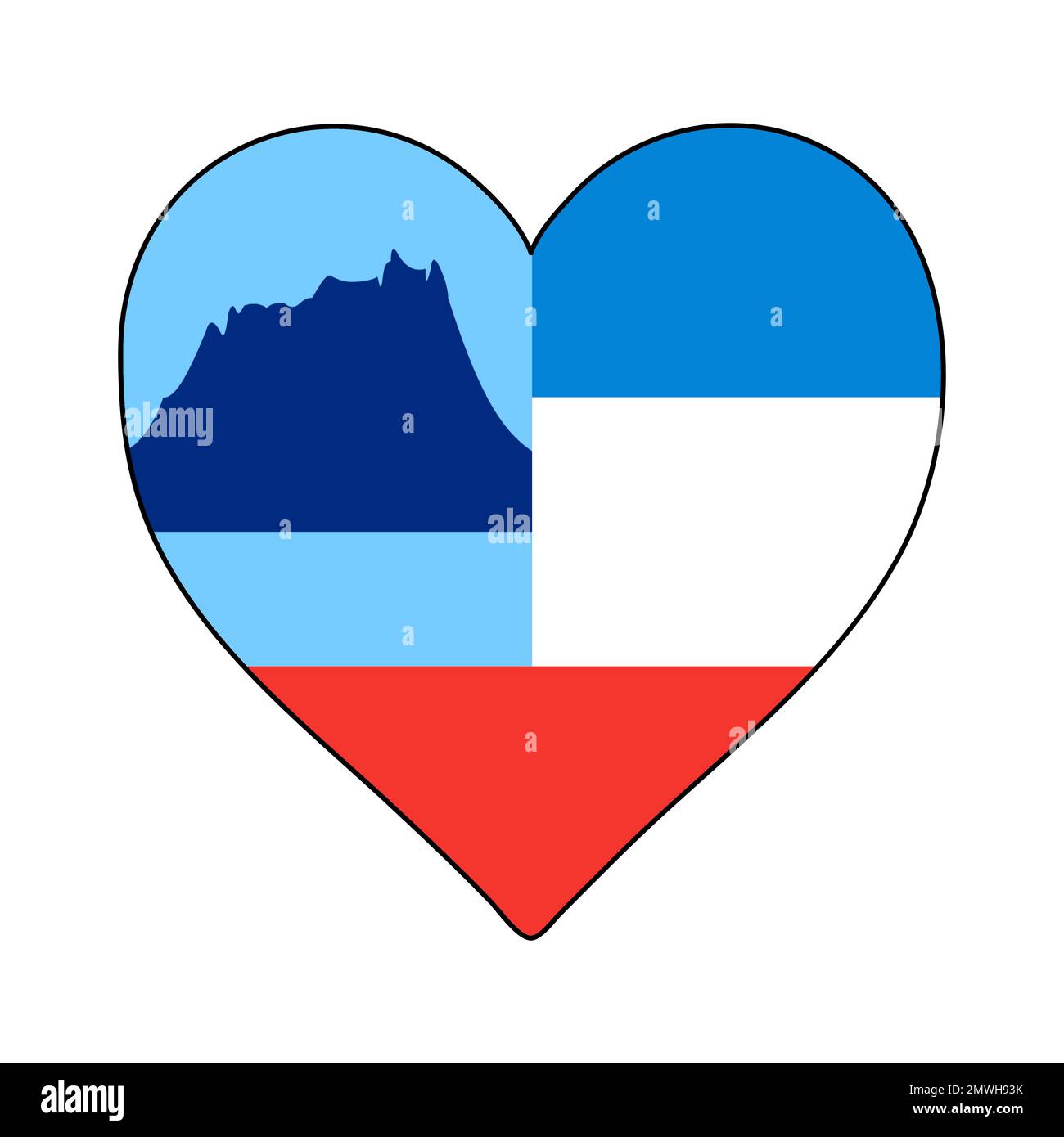 Sabah Heart Shape Flag. Love Sabah. State in Malaysia. Visit Malaysia. Vector Illustration Graphic Design. Stock Vector