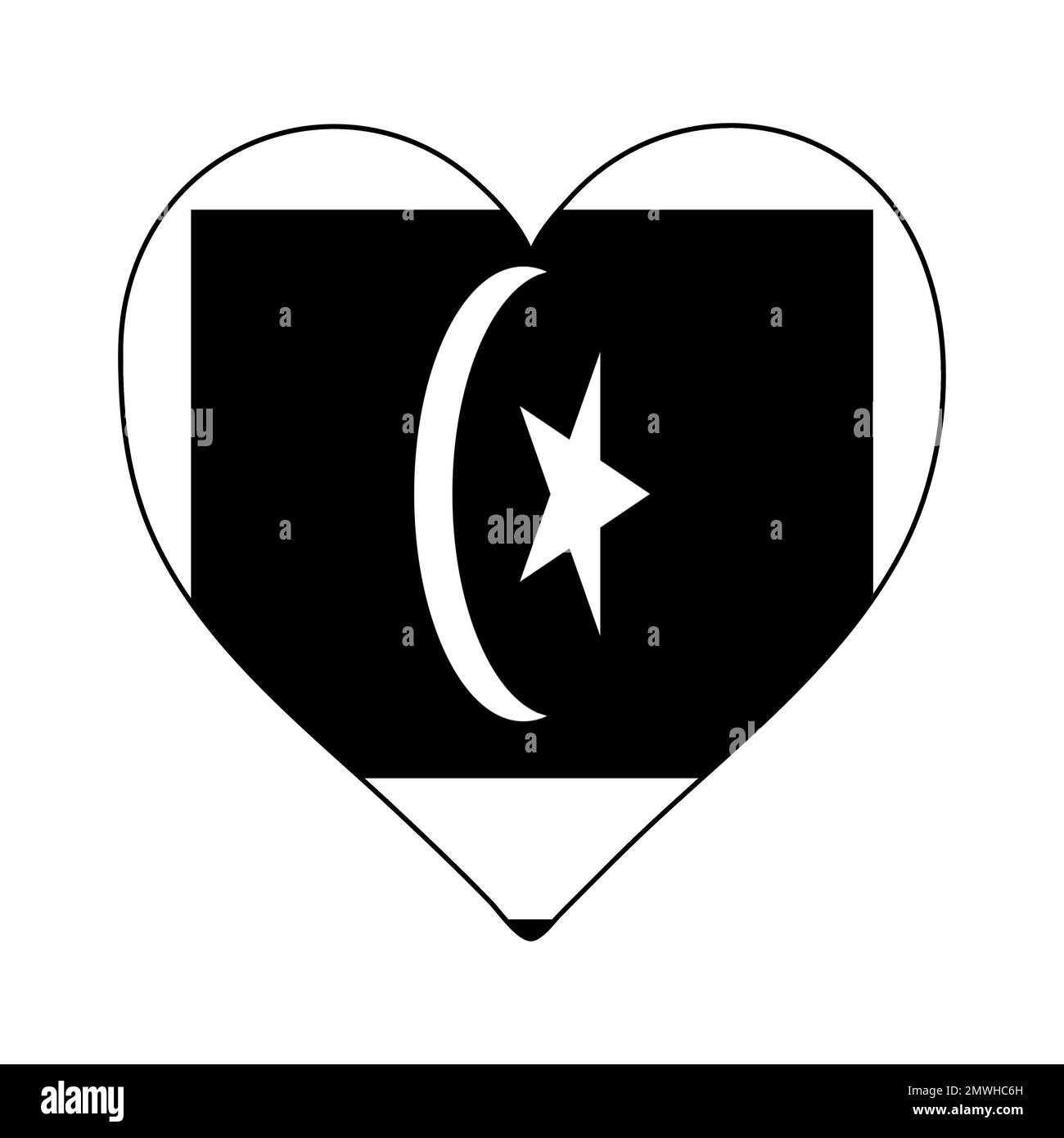 Terengganu Heart Shape Flag. Love Terengganu. State in Malaysia. Visit Malaysia. Vector Illustration Graphic Design. Stock Vector