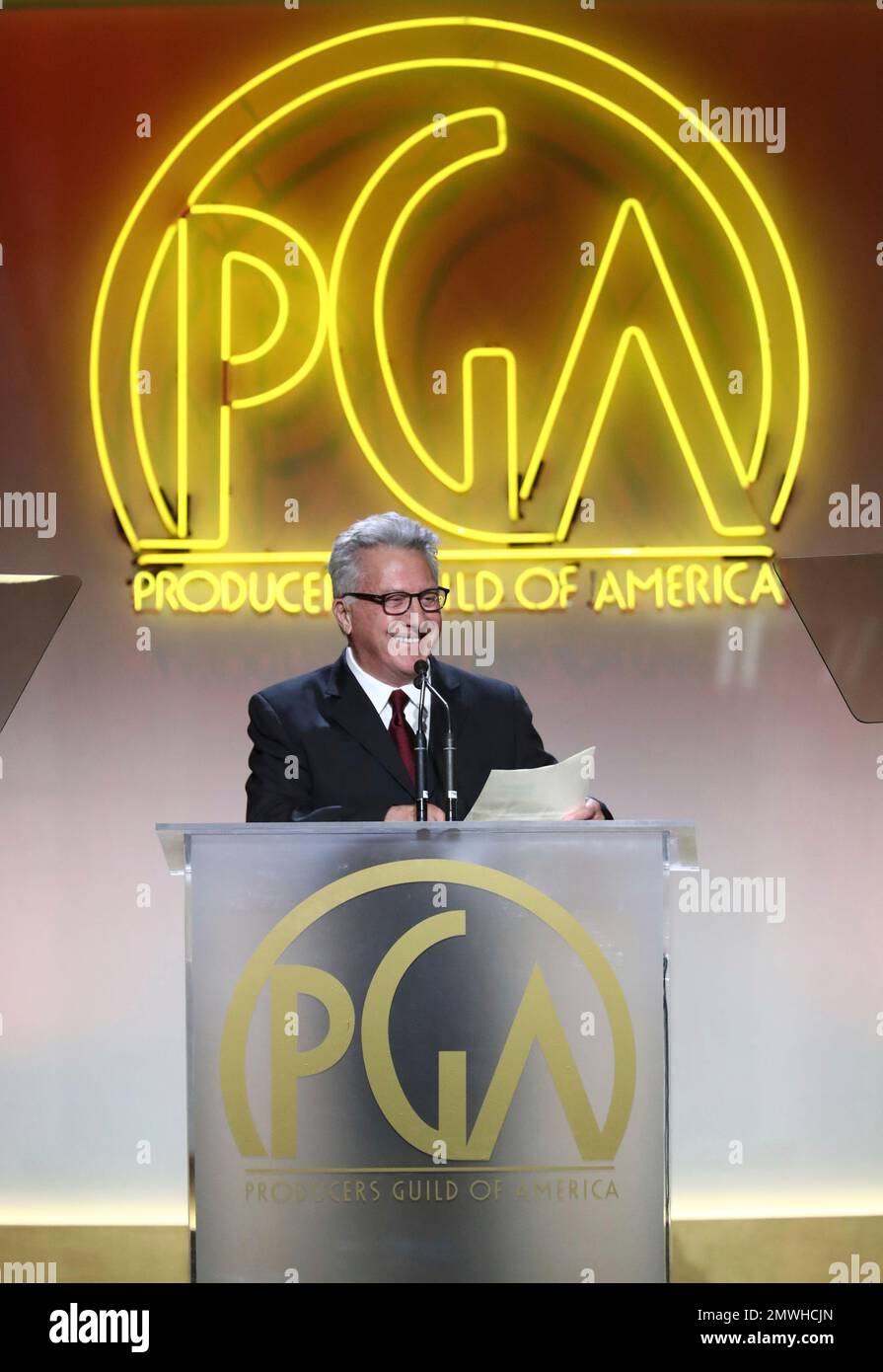 Dustin Hoffman presents the award for theatrical motion picture at the