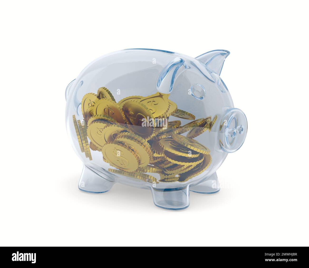 Glass piggy bank on white background. Isolated 3D illustration Stock ...