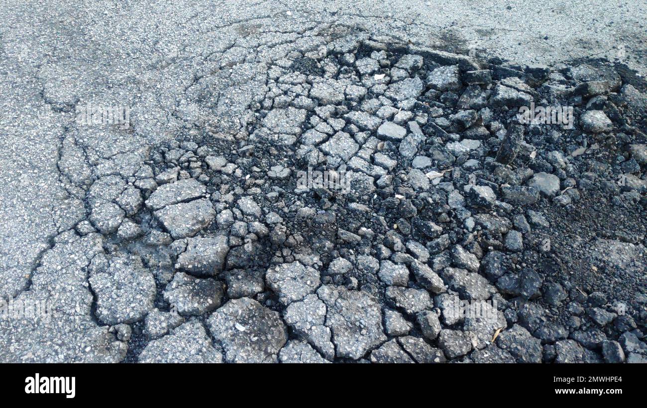 Asphalt road with crack. Damage and broken Stock Photo Alamy