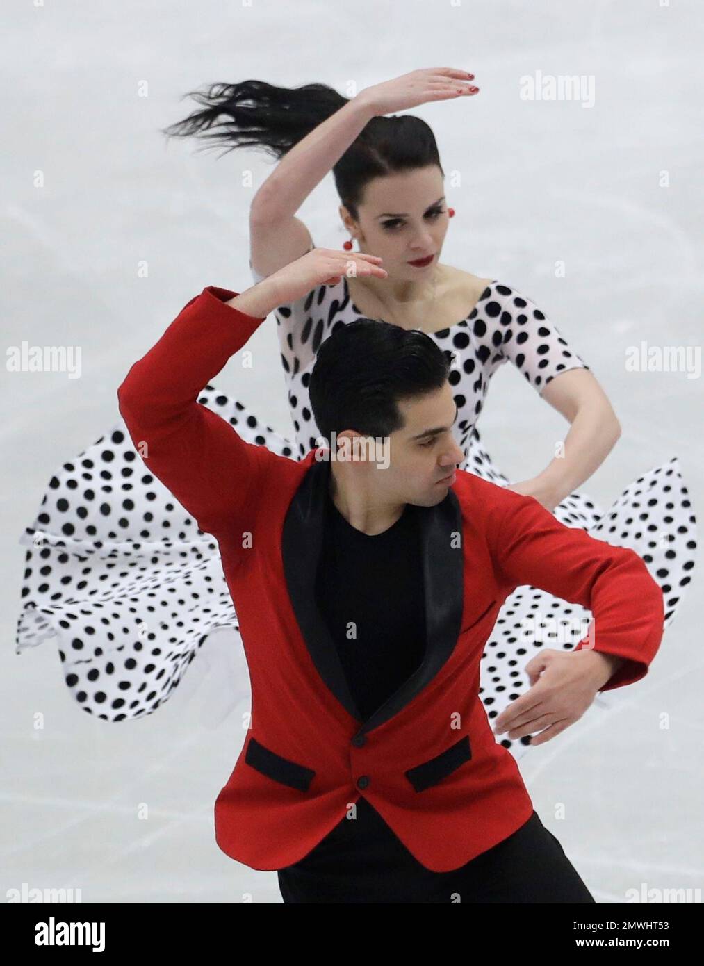 Anna Cappellini and Luca Lanotte, of Italy, skate their short dance at the  Figure Skating European Championships in Ostrava, Czech Republic, on  Thursday, Jan. 26, 2017. (AP Photo/Petr David Josek Stock Photo -