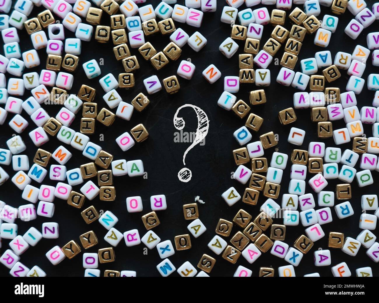 Question and answer concept. Question mark symbol on blackboard with an ...