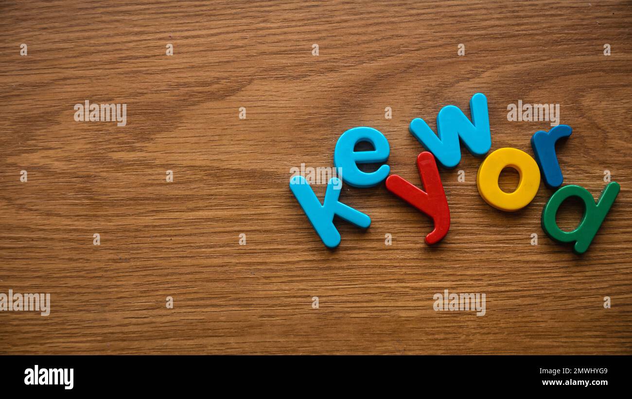 Colorful alphabet of word keyword. Stock Photo