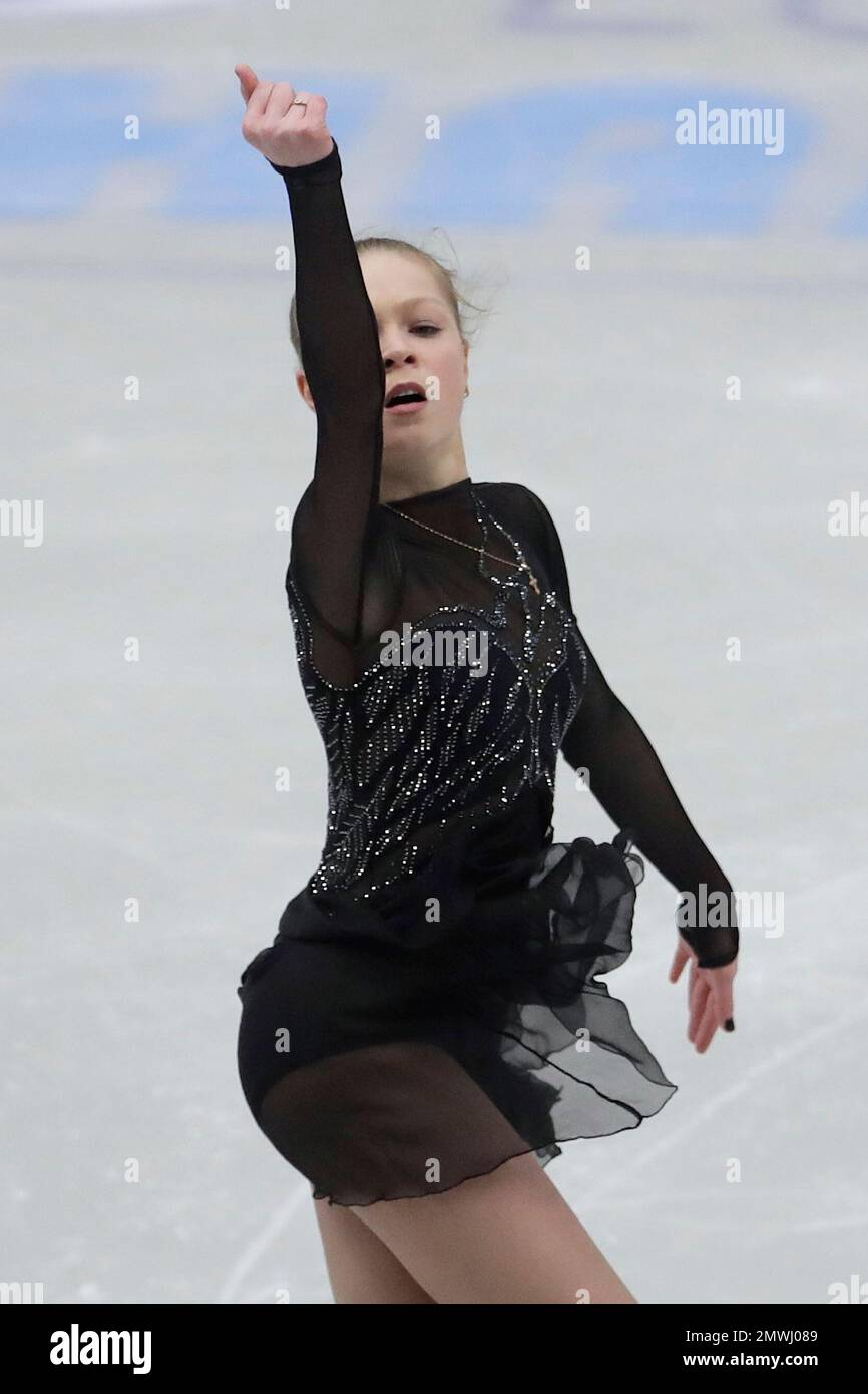 Anastasia Galustyan, of Armenia, skates her short program at the Figure ...