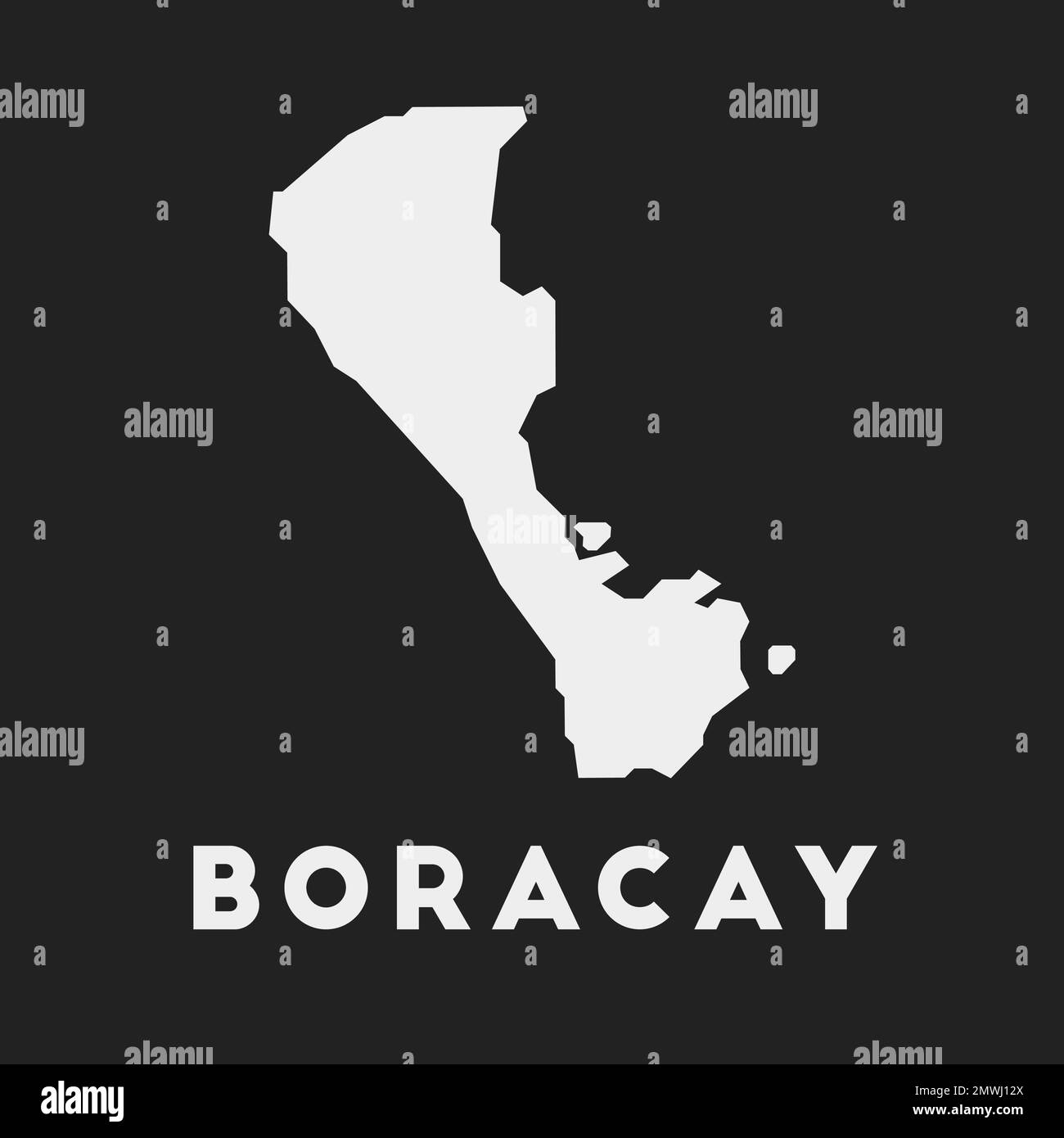 Boracay icon. Island map on dark background. Stylish Boracay map with