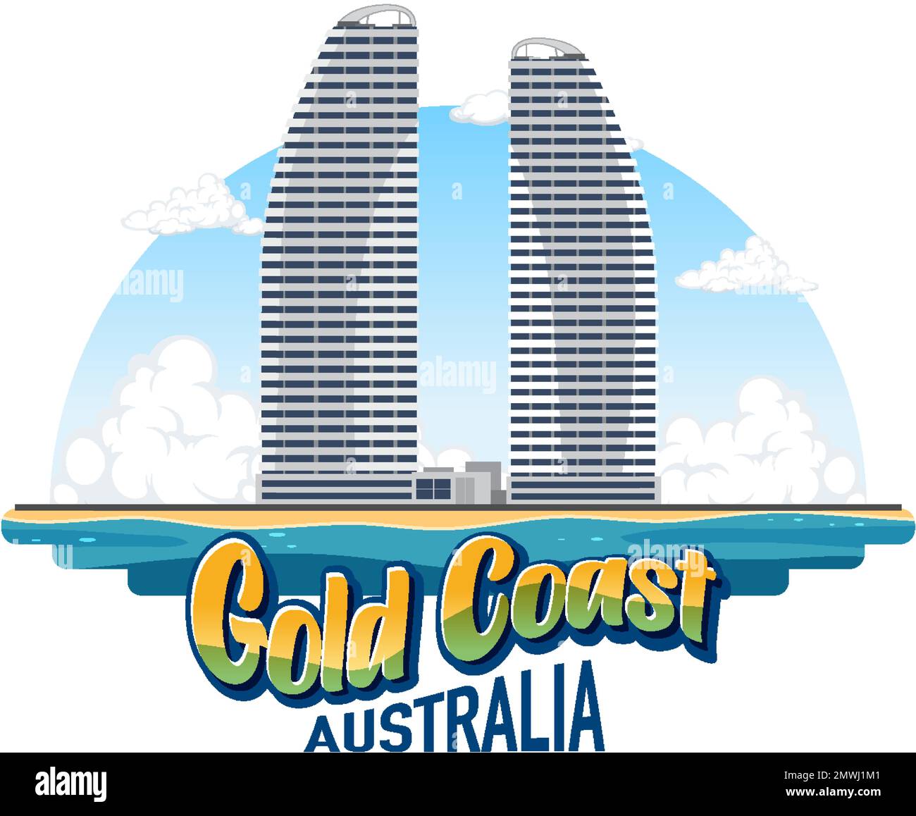 Gold Coast Australia Building Landmark illustration Stock Vector Image