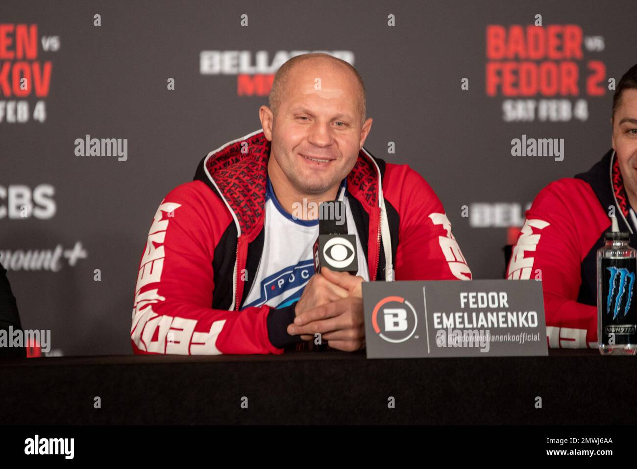 Los Angeles, CA, California, USA. 1st Feb, 2023. Los Angeles, California - February 1st: Fedor Emelianenko, Bellator Heavyweight Title Challenger addresses the press ahead of Bellator 290 Bader vs Fedor 2 at The Forum on February 4th, 2023 in Los Angeles, California, United States. (Credit Image: © Matt Davies/PX Imagens via ZUMA Press Wire) EDITORIAL USAGE ONLY! Not for Commercial USAGE! Stock Photo