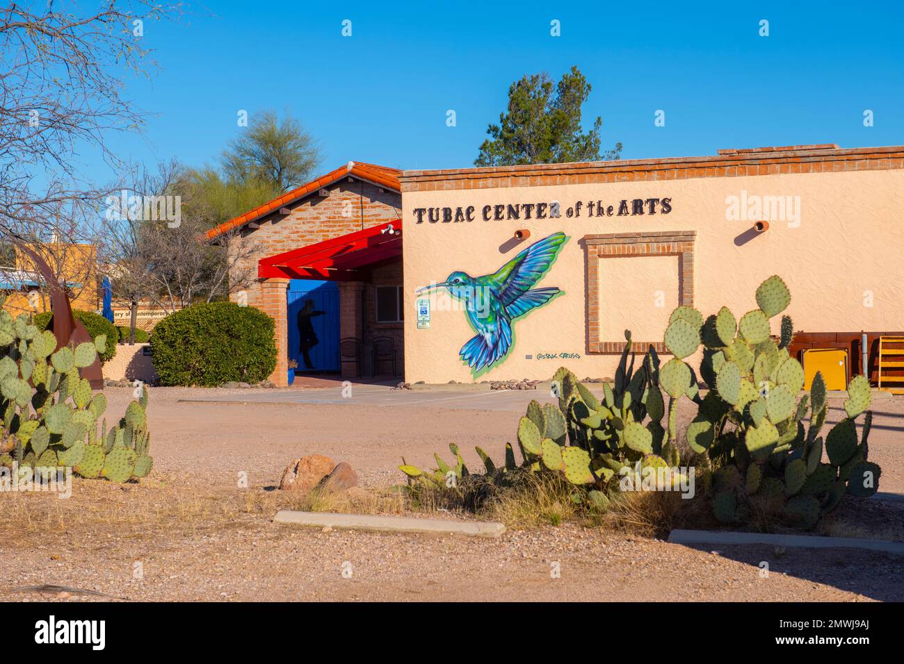 Historic adobe style buildings featured with handcraft arts around