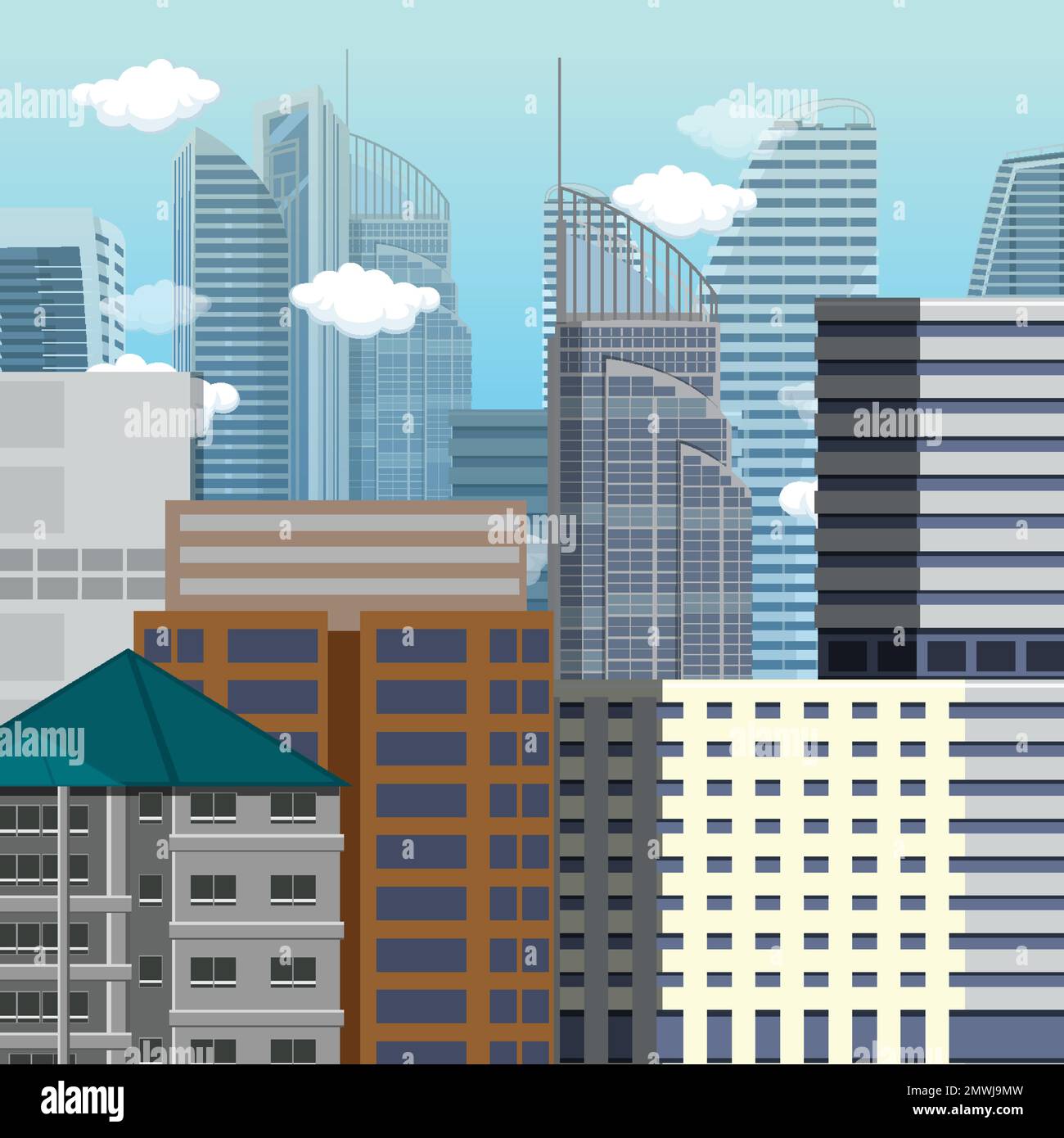 Urban landscape with high skyscrapers background illustration Stock ...