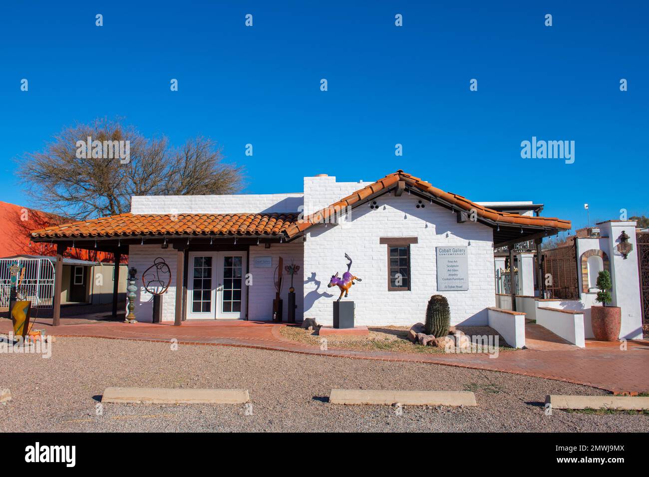 Historic adobe style buildings featured with handcraft arts around