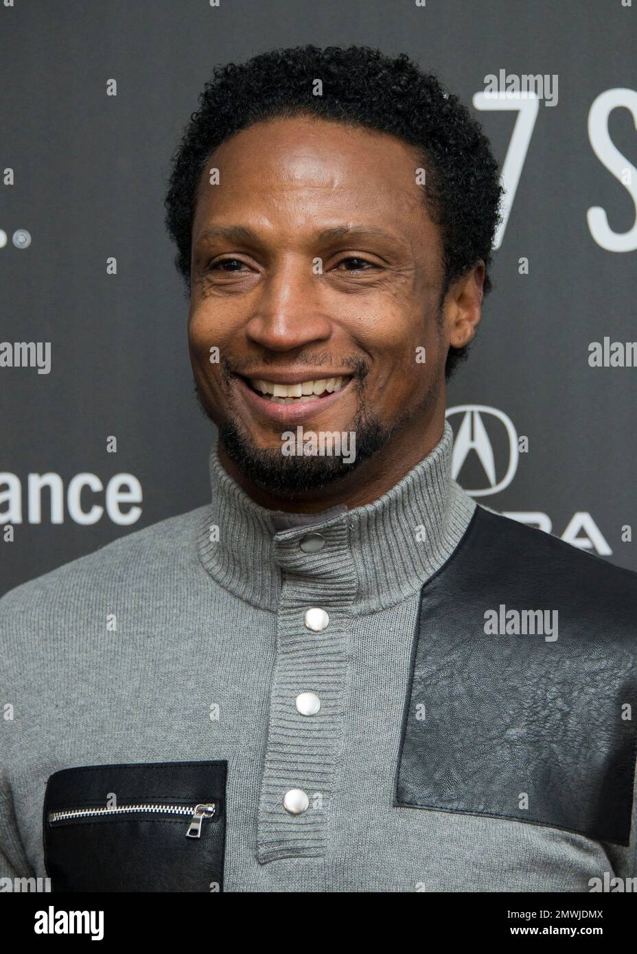 Actor Elvis Nolasco poses at the premiere of the film "Roxanne Roxanne" at the Library Center