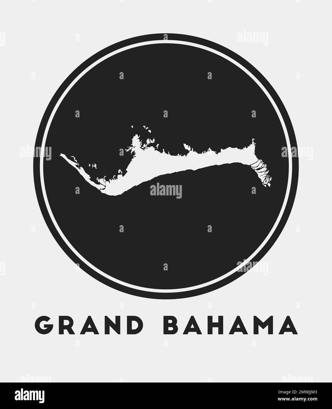 Grand Bahama icon. Round logo with island map and title. Stylish Grand Bahama badge with map. Vector illustration. Stock Vector