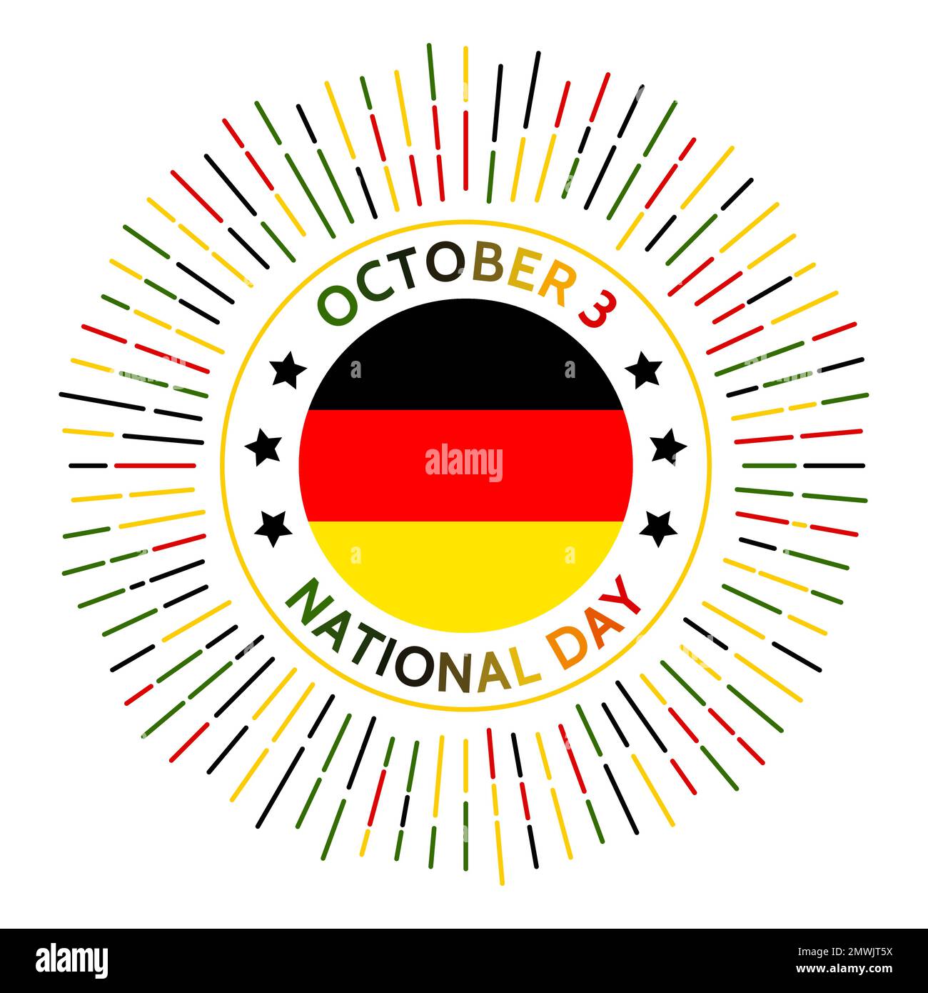 Germany national day badge. Federal Republic of Germany and the Democratic Republic united on October 3, 1990. Celebrated on October 3. Stock Vector