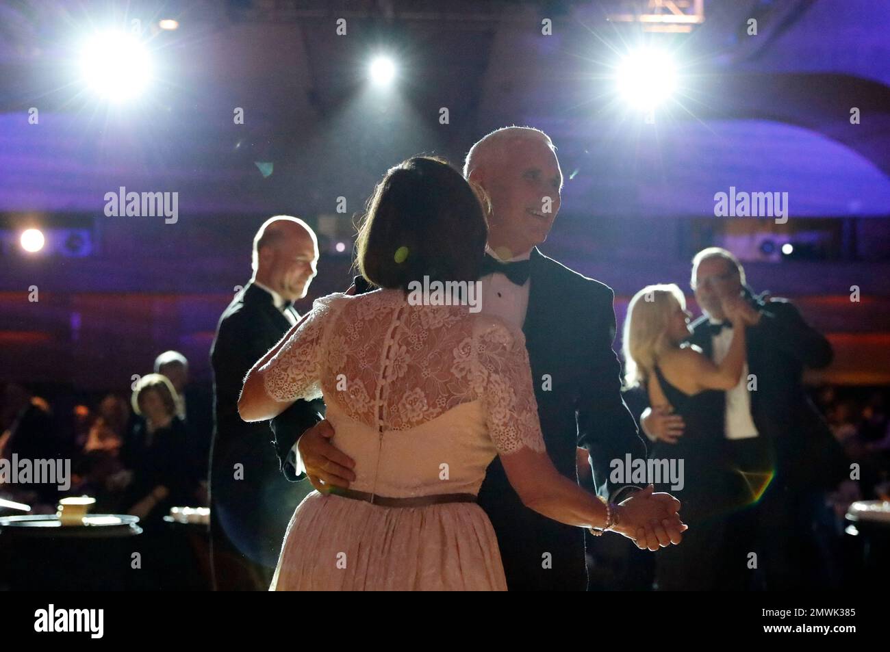 Vice presidentelect Mike Pence and his wife Karen Pence dance at the