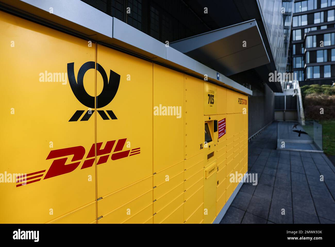 Bonn, Germany. 01st Feb, 2023. A postal station stands in front of the