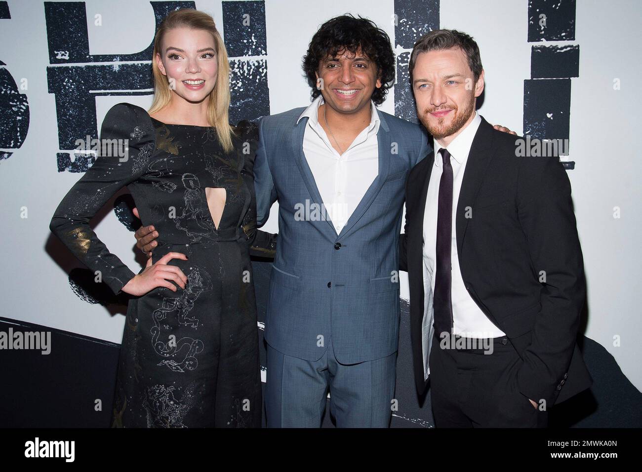 Anya Taylor-Joy, left, M. Night Shyamalan and James McAvoy attend a ...