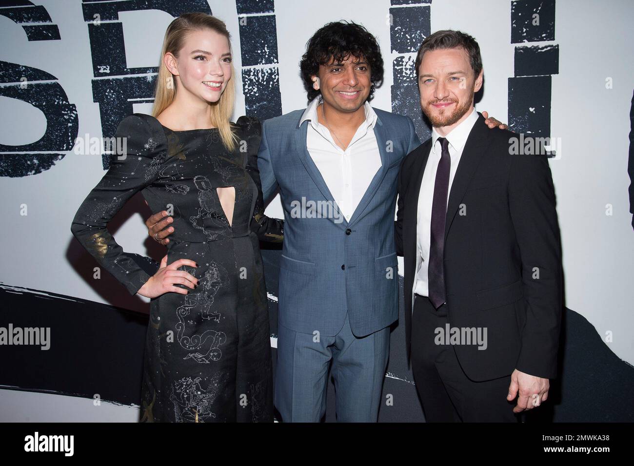 Anya Taylor-Joy, left, M. Night Shyamalan and James McAvoy attend a ...