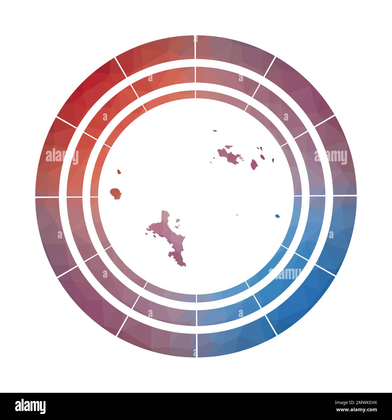 Seychelles badge. Bright gradient logo of island in low poly style. Multicolored Seychelles rounded sign with map in geometric style for your infograp Stock Vector