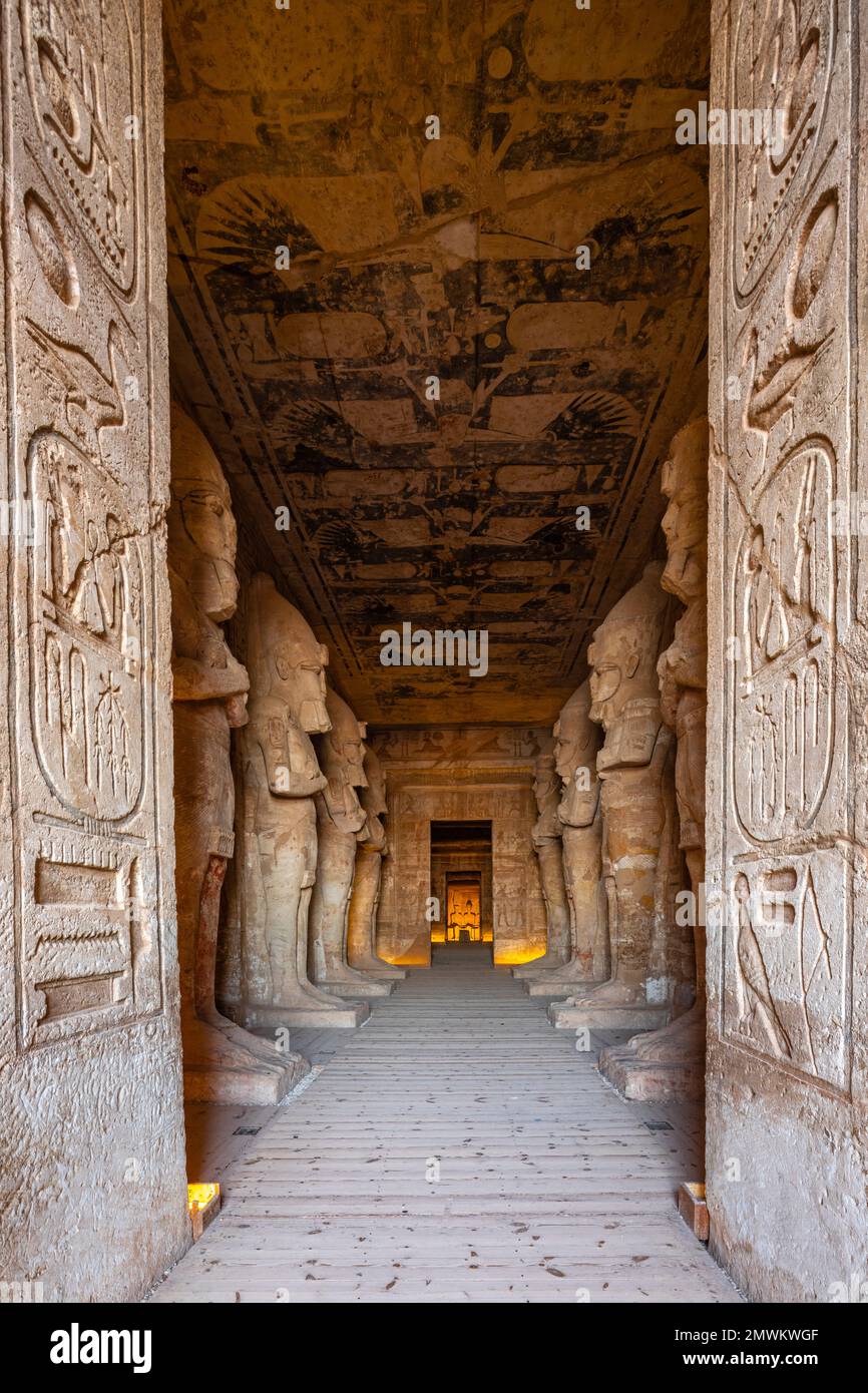 Great Sun Temple of Ramesses II at Abu Simbel, Aswan, Egypt Stock Photo