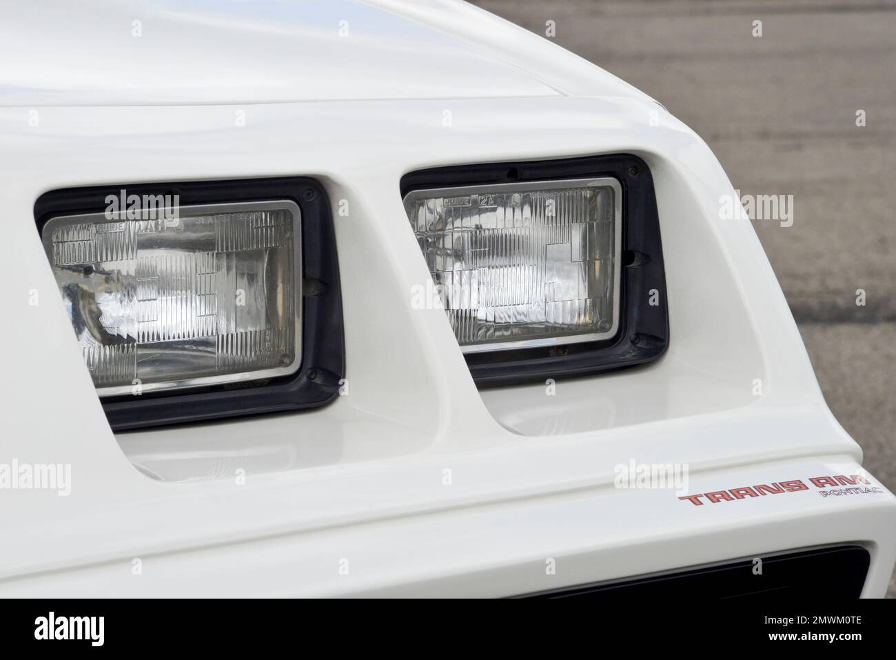 Rectangular headlights on the urethane nose of a 1979 Pontiac Trans Am