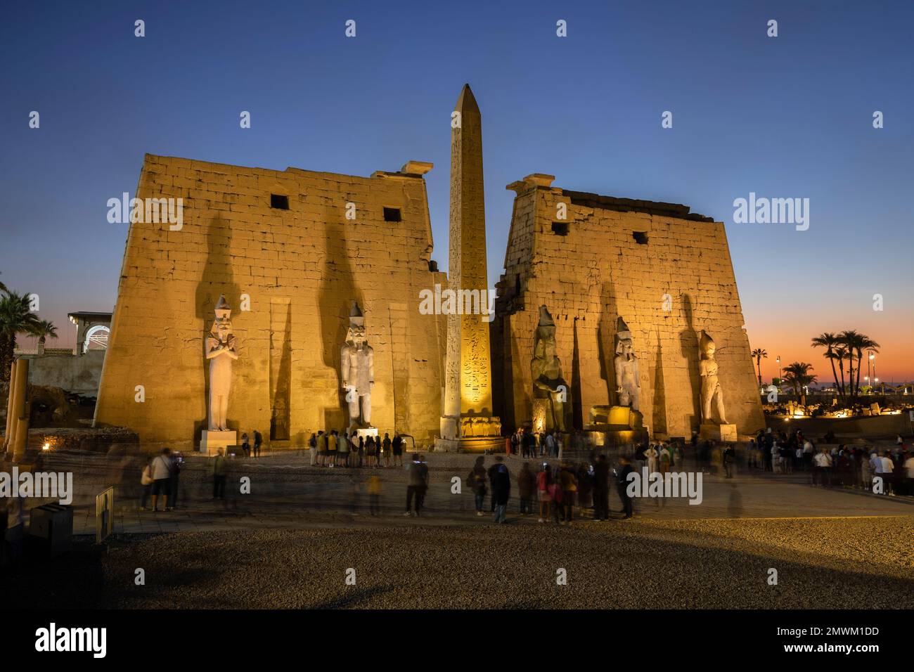 Luxor Temple at dusk, Luxor, Egypt Stock Photo