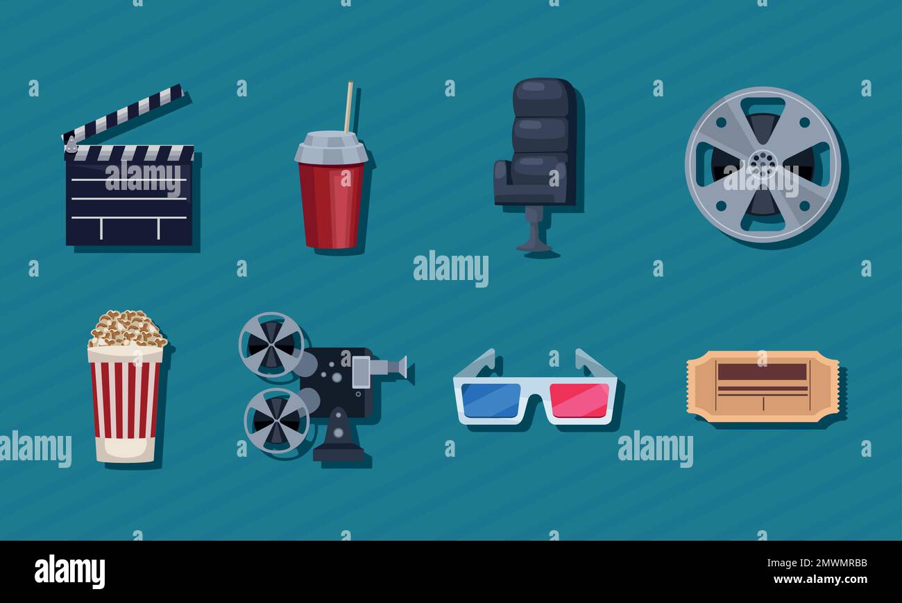 eight cinema film icons Stock Vector Image & Art - Alamy