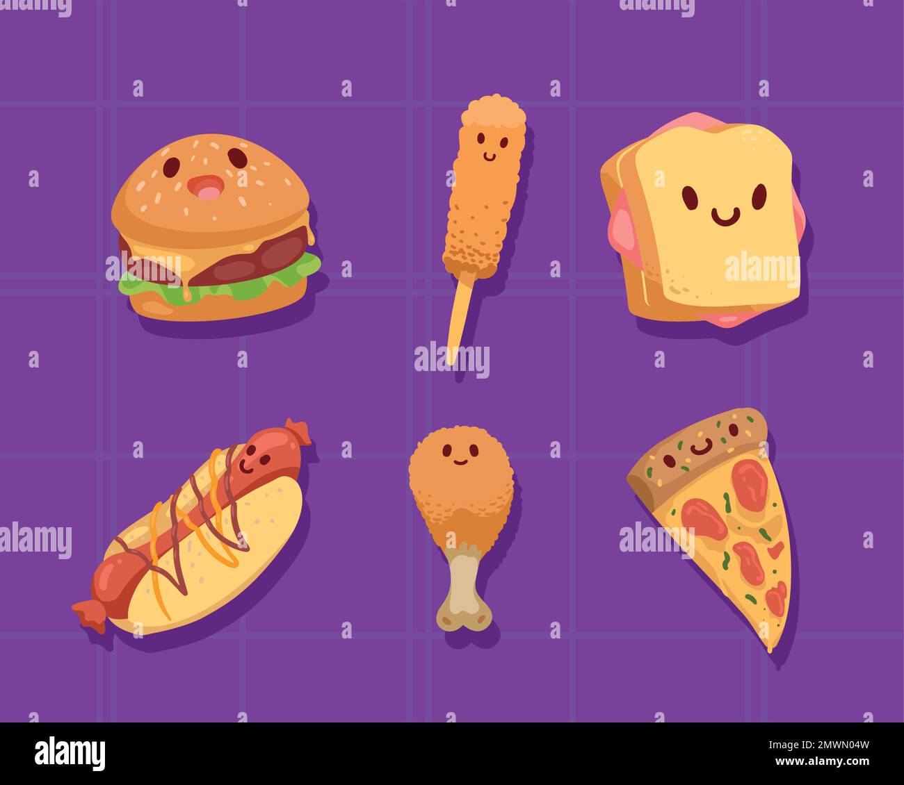 Six Fast Food Kawaii Ingredients Stock Vector Image Art Alamy food-quiz-eat-fast-food-get-dystopian-book-world
