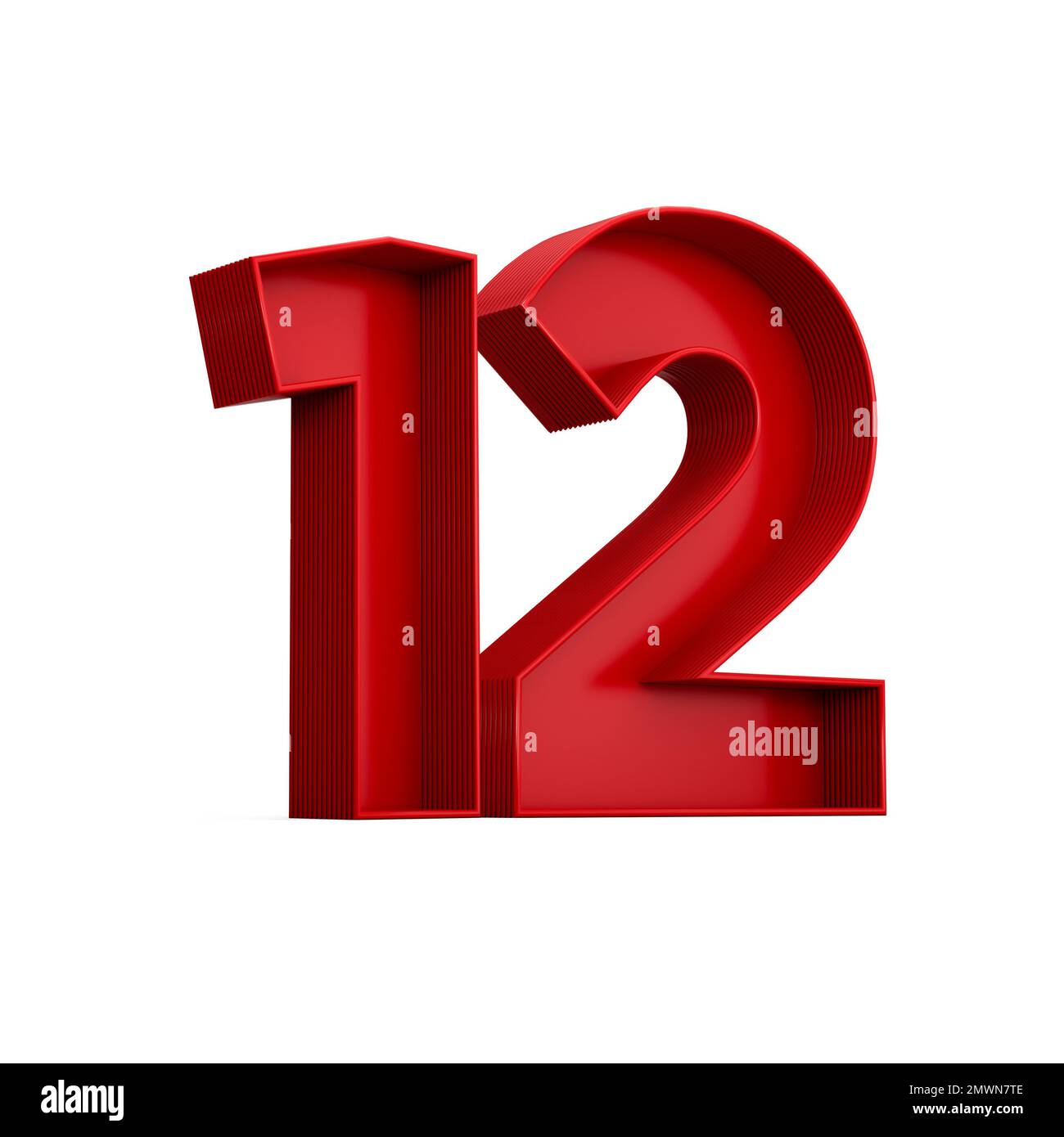 12TH - Red 3D Twelfth Text Isolated on White Stock Illustration