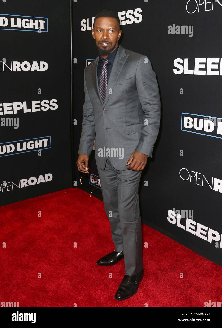 Jamie Foxx arrives at the Los Angeles premiere of "Sleepless" at Regal