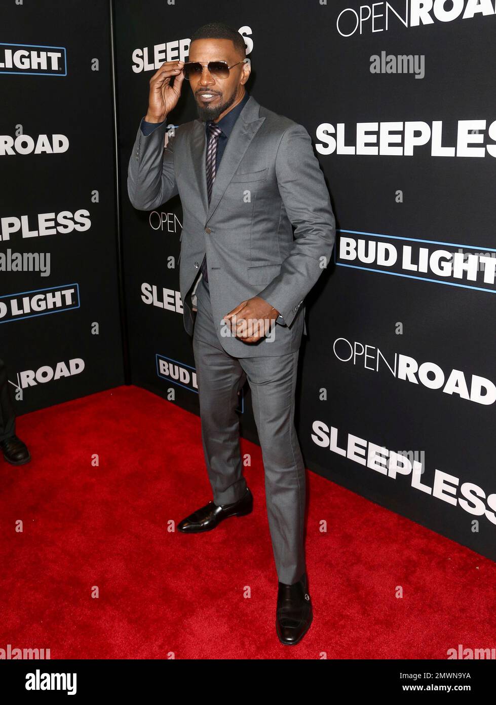 Jamie Foxx arrives at the Los Angeles premiere of "Sleepless" at Regal
