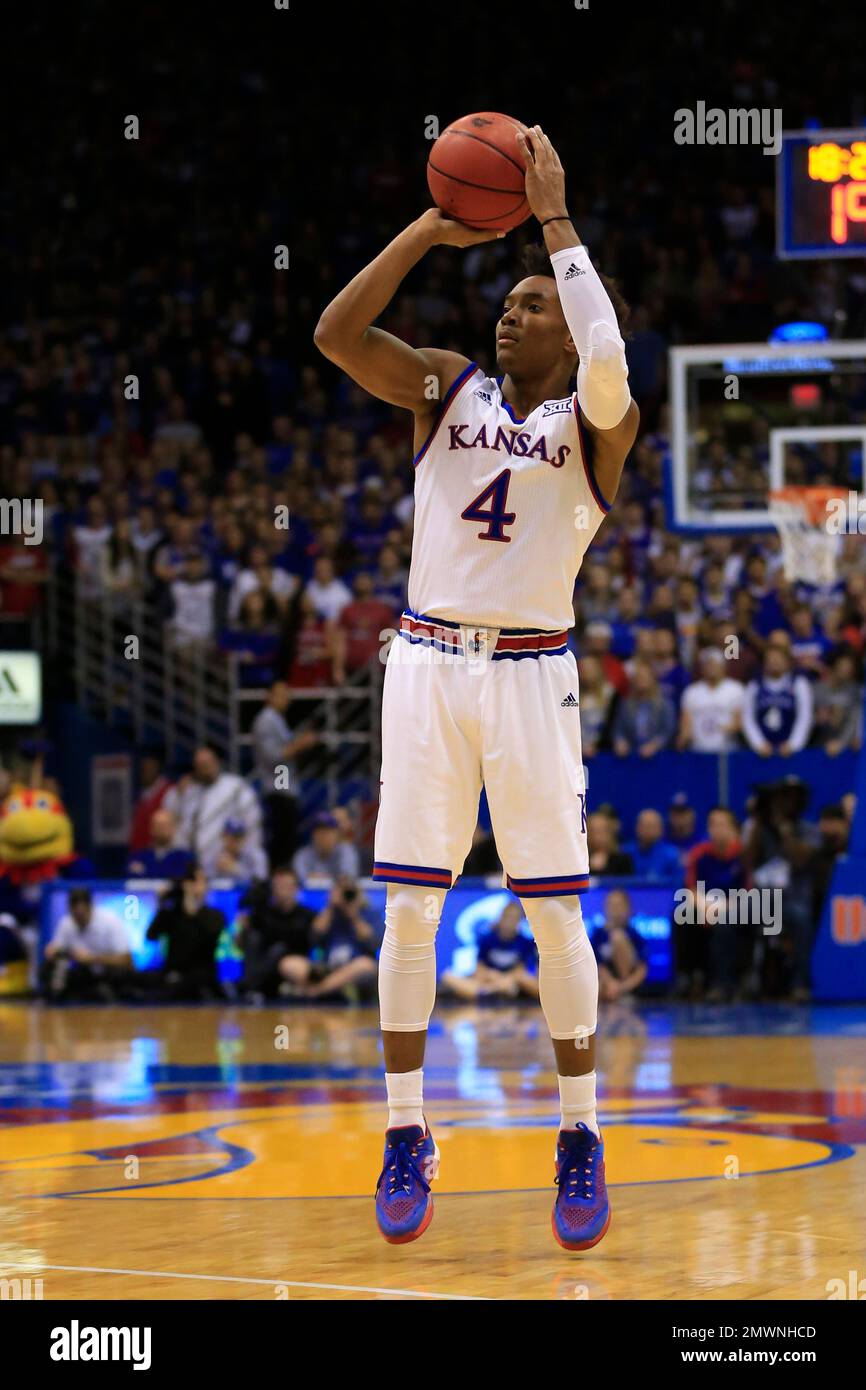 Kansas guard Devonte' Graham (4) during the first half of an NCAA