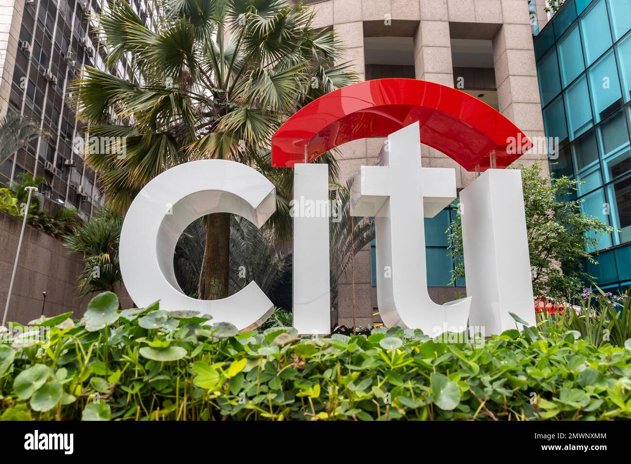 Sao Paulo, Brazil, October 05, 2021.Citi sign in front of Citigroup Center Building in Paulista Avenue, São Paulo city Stock Photo