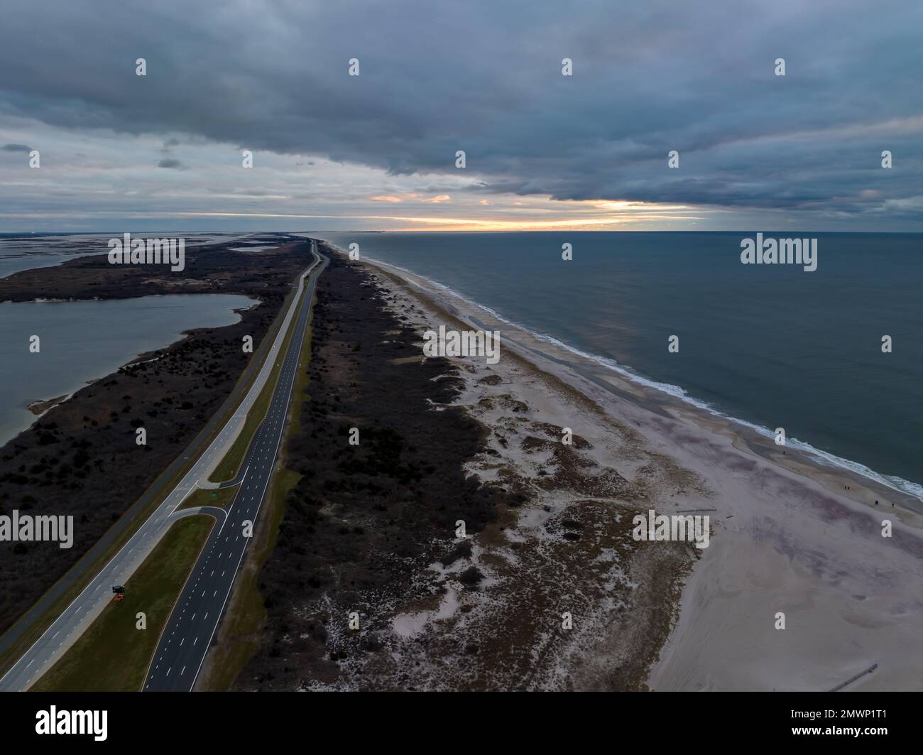 Jones Inlet An aerial view of the Jones Beach, New York in the winter Stock Photo ...